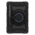 For Samsung Galaxy Tab S9 Armor Portable Rotating Ring Holder Silicone Tablet Case(Black)