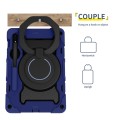 For Samsung Galaxy Tab S9 Armor Portable Rotating Ring Holder Silicone Tablet Case(Navy Blue)