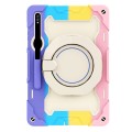 For Samsung Galaxy Tab S9+ Armor Portable Rotating Ring Holder Silicone Tablet Case(Colorful Pink)