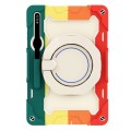 For Samsung Galaxy Tab S9+ Armor Portable Rotating Ring Holder Silicone Tablet Case(Colorful Red)