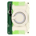 For Samsung Galaxy Tab S9+ Armor Portable Rotating Ring Holder Silicone Tablet Case(Colorful Green)