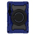 For Samsung Galaxy Tab S9+ Armor Portable Rotating Ring Holder Silicone Tablet Case(Navy Blue)
