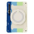 For Samsung Galaxy Tab S9 Ultra Armor Portable Rotating Ring Holder Silicone Tablet Case(Colorful Bl