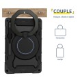 For Samsung Galaxy Tab S9 Ultra Armor Portable Rotating Ring Holder Silicone Tablet Case(Black)