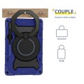 For Samsung Galaxy Tab S9 Ultra Armor Portable Rotating Ring Holder Silicone Tablet Case(Navy Blue)