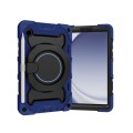 For Samsung Galaxy Tab A9 Armor Portable Rotating Ring Holder Silicone Tablet Case(Navy Blue)