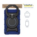 For Samsung Galaxy Tab A9 Armor Portable Rotating Ring Holder Silicone Tablet Case(Navy Blue)