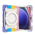 For Samsung Galaxy Tab A9+ Armor Portable Rotating Ring Holder Silicone Tablet Case(Colorful Pink)
