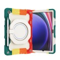For Samsung Galaxy Tab A9+ Armor Portable Rotating Ring Holder Silicone Tablet Case(Colorful Red)