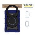 For Samsung Galaxy Tab A9+ Armor Portable Rotating Ring Holder Silicone Tablet Case(Navy Blue)