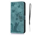 For iPhone 15 Pro Max Butterfly Cat Embossing Flip Leather Phone Case(Wathet)