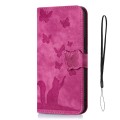 For iPhone 15 Pro Butterfly Cat Embossing Flip Leather Phone Case(Pink)