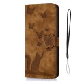 For iPhone 15 Plus Butterfly Cat Embossing Flip Leather Phone Case(Brown)