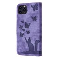 For iPhone 11 Pro Max Butterfly Cat Embossing Flip Leather Phone Case(Purple)