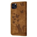 For iPhone 11 Pro Max Butterfly Cat Embossing Flip Leather Phone Case(Brown)