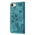 For iPhone SE 2022 / 2020 / 8 / 7 Butterfly Cat Embossing Flip Leather Phone Case(Wathet)