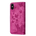 For iPhone XS Max Butterfly Cat Embossing Flip Leather Phone Case(Pink)