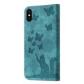 For iPhone XS Max Butterfly Cat Embossing Flip Leather Phone Case(Wathet)