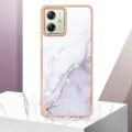 For Motorola Moto G54 Electroplating Marble Dual-side IMD Phone Case(White 006)