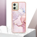 For Motorola Moto G54 Electroplating Marble Dual-side IMD Phone Case(Rose Gold 005)