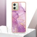 For Motorola Moto G54 Electroplating Marble Dual-side IMD Phone Case(Purple 001)