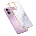 For Motorola Moto G24 4G / G04 4G Electroplating Marble Dual-side IMD Phone Case(White 006)