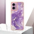 For Motorola Moto G24 4G / G04 4G Electroplating Marble Dual-side IMD Phone Case(Purple 002)