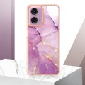 For Motorola Moto G24 4G / G04 4G Electroplating Marble Dual-side IMD Phone Case(Purple 001)