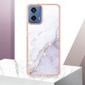 For Motorola Moto G34 Electroplating Marble Dual-side IMD Phone Case(White 006)