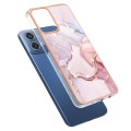 For Motorola Moto G34 Electroplating Marble Dual-side IMD Phone Case(Rose Gold 005)