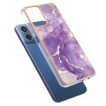 For Motorola Moto G34 Electroplating Marble Dual-side IMD Phone Case(Purple 002)