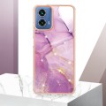 For Motorola Moto G34 Electroplating Marble Dual-side IMD Phone Case(Purple 001)