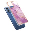 For Motorola Moto G34 Electroplating Marble Dual-side IMD Phone Case(Purple 001)