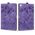 For iPad 10.2 2021 / 10.5 2019 Cartoon Sakura Cat Embossed Smart Leather Tablet Case(Purple)