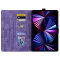 For iPad 10.2 2021 / 10.5 2019 Cartoon Sakura Cat Embossed Smart Leather Tablet Case(Purple)