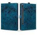 For Samsung Galaxy Tab S9 /S8 /S7 Cartoon Sakura Cat Embossed Smart Leather Tablet Case(Blue)