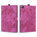 For Samsung Galaxy Tab A8 X200 Cartoon Sakura Cat Embossed Smart Leather Tablet Case(Rose Red)