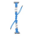 For Apple Watch SE 2023 44mm Paracord Row Beads Drawstring Braided Watch Band(Blue)