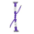 For Apple Watch SE 2023 44mm Paracord Row Beads Drawstring Braided Watch Band(Purple)