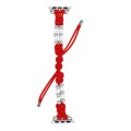 For Apple Watch SE 44mm Paracord Row Beads Drawstring Braided Watch Band(Red)