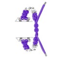 For Apple Watch Series 5 44mm Paracord Row Beads Drawstring Braided Watch Band(Purple)