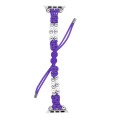 For Apple Watch 42mm Paracord Row Beads Drawstring Braided Watch Band(Purple)