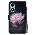 For Honor X5 Plus / Play 40C Crystal Texture Colored Drawing Leather Phone Case(Purple Peony)