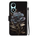 For Honor X5 Plus / Play 40C Crystal Texture Colored Drawing Leather Phone Case(Black Rose)