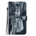 For Honor X5 Plus / Play 40C Crystal Texture Colored Drawing Leather Phone Case(Cat Tiger Reflection