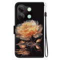 For Infinix Smart 7 HD Crystal Texture Colored Drawing Leather Phone Case(Gold Peony)