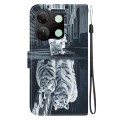 For Infinix Smart 7 HD Crystal Texture Colored Drawing Leather Phone Case(Cat Tiger Reflection)