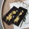 For Infinix Hot 40 / 40 Pro Crystal Texture Colored Drawing Leather Phone Case(Gold Butterfly Rose)