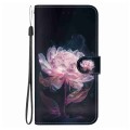 For iPhone SE 2022 / SE 2020 Crystal Texture Colored Drawing Leather Phone Case(Purple Peony)