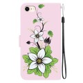 For iPhone SE 2022 / SE 2020 Crystal Texture Colored Drawing Leather Phone Case(Lily)